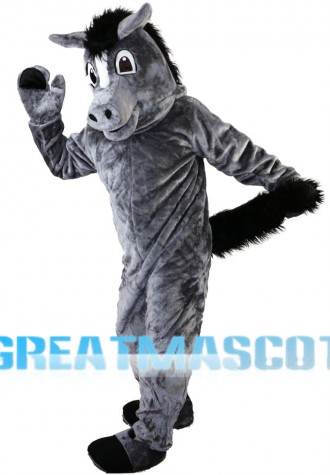 Grey Horse With Black Tail Mascot Costume