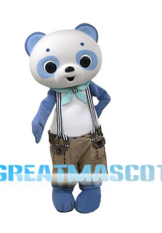 Light Blue Bear Wearing Bib Shorts Mascot Costume