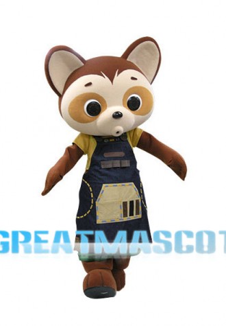 Brown Raccoon With Apron Mascot Costume