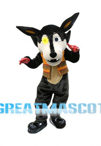 One-eyed Wolf In Waistcoat Mascot Costume