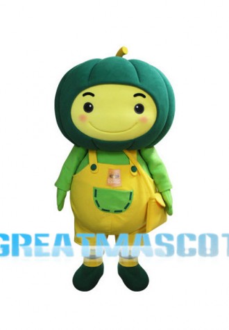 Green Pumpkin Baby Carrying Yellow Bag Mascot Costume