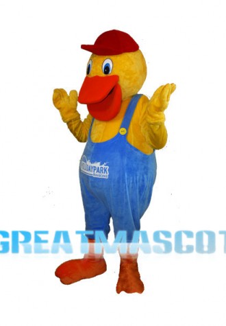 Fat Duck With Red Cap Mascot Costume