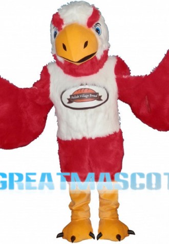 Red & White Eagle Mascot Costume For Bakery