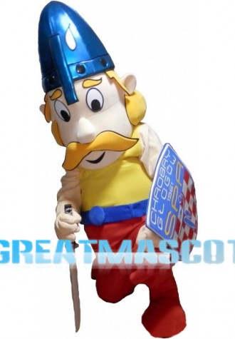 Fighting Soldier Holding Shield Mascot Costume