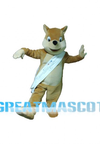 Brown Dog Wearing Ribbon Mascot Costume