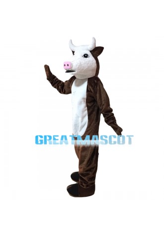 Adult Cartoon Brown & White Calf Mascot Costume
