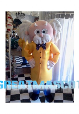 White Hair Scientist Mascot Costume