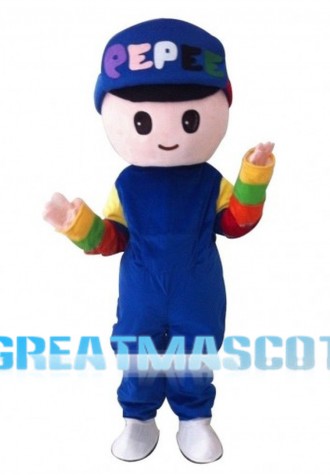 Big Head Boy With Blue Set Mascot Costume