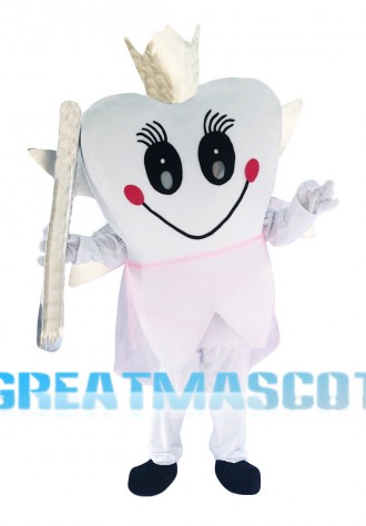 Cartoon Tooth Holding Toothbrush Mascot Costume