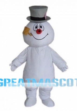 Snowman With Grey Hat Mascot Costume