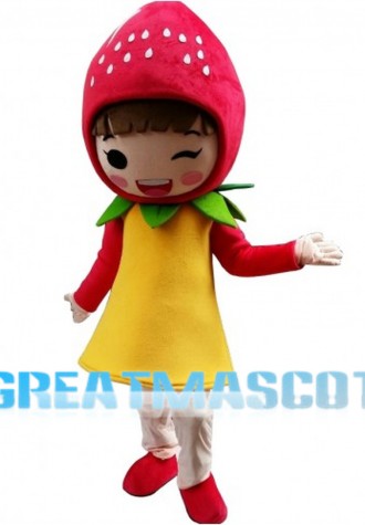 Faceless Strawberry Girl Mascot Costume