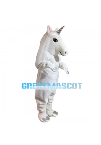 Beautiful White Horse With Silver Horn Mascot Costume