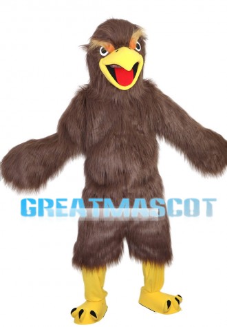 Screaming Long Fur Brown Eagle Mascot Costume