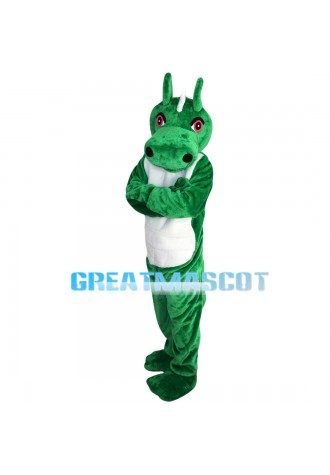 Green & White Dragon With Red Eyes Mascot Costume