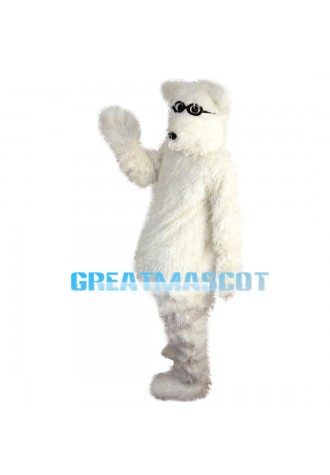 Smart Polar Bear With Black Glasses Mascot Costume