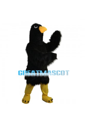 Black Long Fur Eagle Mascot Costume