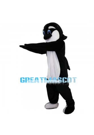 Black & White Dolphin With Blue Eyes Mascot Costume