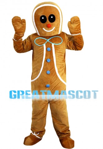 Interesting Breadman With Blue Buttons Mascot Costume