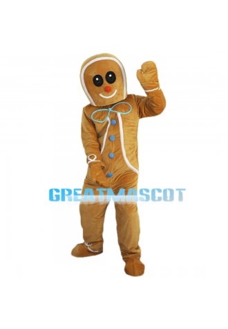Interesting Breadman With Blue Buttons Mascot Costume