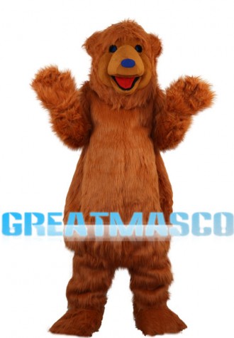 Happy Furry Brown Bear Mascot Costume