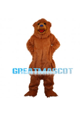 Happy Furry Brown Bear Mascot Costume