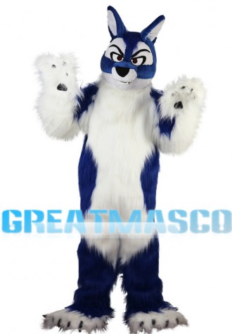 Strong White & Blue Wolf Mascot Costume