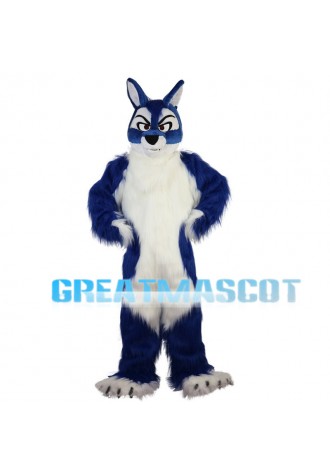 Strong White & Blue Wolf Mascot Costume