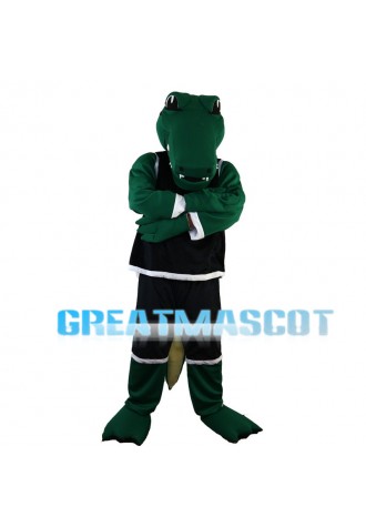 Green Crocodile With Black Sports Set Mascot Costume