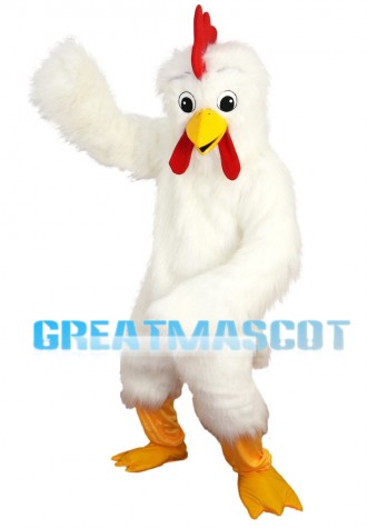 Fat Long Fur White Chicken Mascot Costume