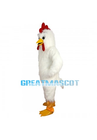 Fat Long Fur White Chicken Mascot Costume