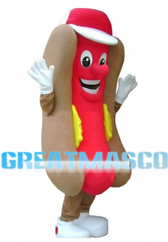 Hot Dog With Red Cap Mascot Costume