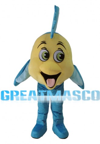 Yellow & Light Blue Flounder Mascot Costume