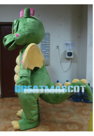 Powerful Dragon With Yellow Wings Mascot Costume