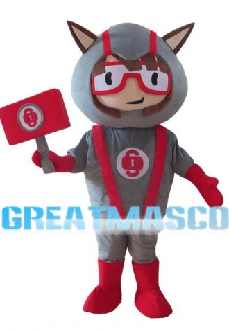 Cartoon Unlocker Holding Sign Mascot Costume