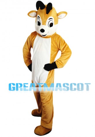 Clever Light Brown & White Fawn Mascot Costume