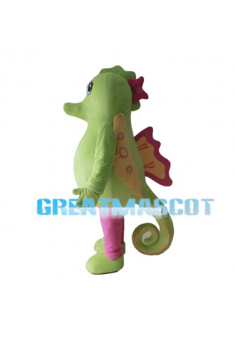 Green Seahorse With Pink Pants Mascot Costume
