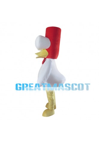Long Head White Chicken With Protruding Eyes Mascot Costume