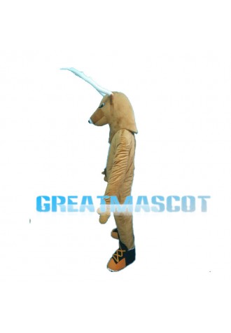 Brown Reindeer With White Antlers Mascot Costume