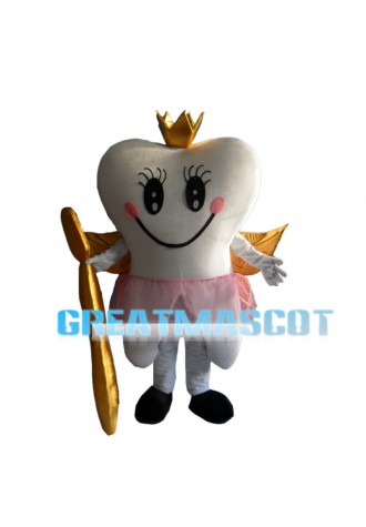 White Teeth With Golden Wings Mascot Costume