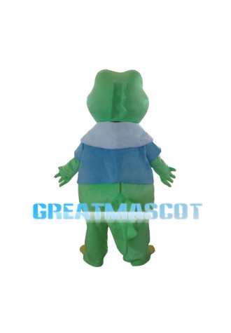 Pleasant Crocodile With Blue Blouse Mascot Costume