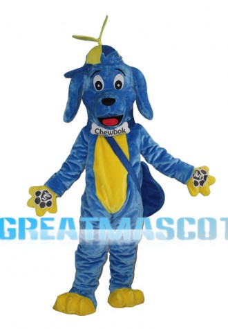 Blue Dog Carrying Guitar Mascot Costume