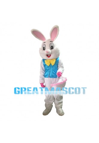 White Rabbit Holding Basket Mascot Costume