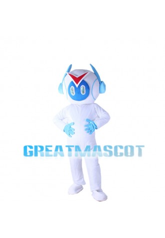 White Light Robot With Headset Mascot Costume