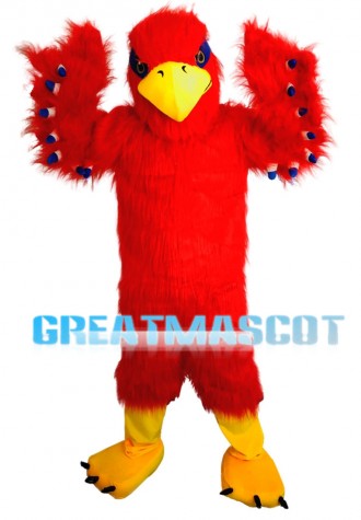 Pointy Beak Red Furry Eagle Mascot Costume
