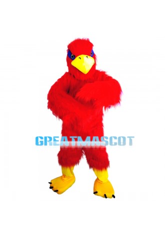Pointy Beak Red Furry Eagle Mascot Costume