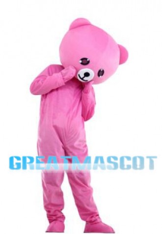 Shy Pink Bear Mascot Costume