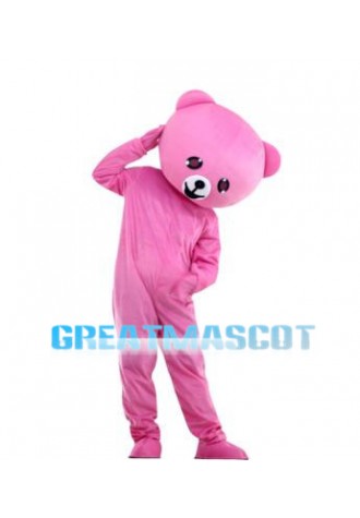 Shy Pink Bear Mascot Costume