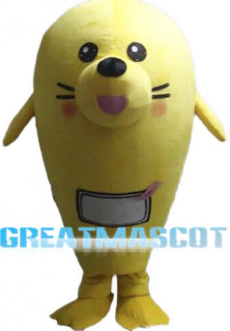 Cute Cartoon Yellow Sea Lion Mascot Costume 