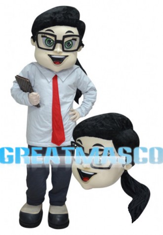 Woman Mascot Costume Wearing Business Suit And Tie