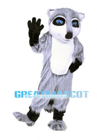 Long Fur Grey Husky Dog Mascot Adult Costume